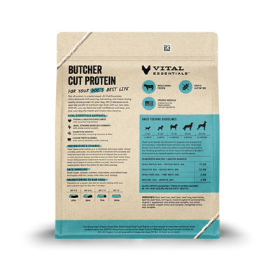 VITAL ESSENTIALS® FREEZE-DRIED RAW BEEF ENTREE DOG FOOD PATTIES 30 OZ