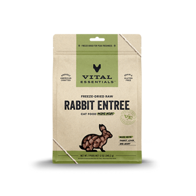 VITAL ESSENTIALS® FREEZE-DRIED RAW RABBIT ENTREE CAT FOOD MINI NIBS 12 OZ