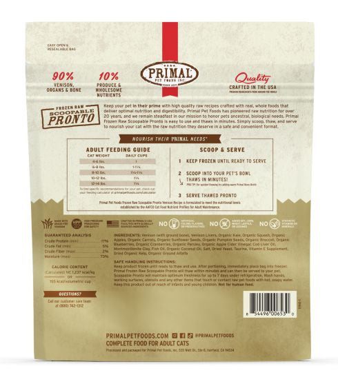 PRIMAL FROZEN PRONTO VENISON CAT 1LB