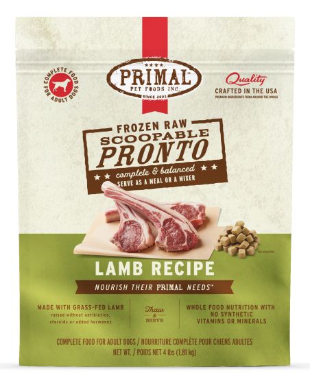Primal Frozen Pronto Lamb Dog 4lb