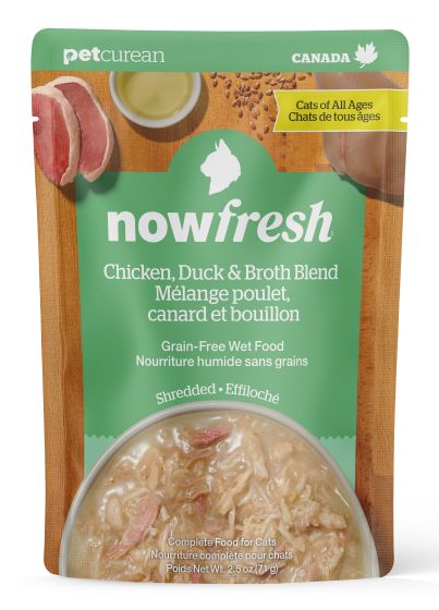 NOW FRESH GRAIN FREE SHREDDED CHICKEN, DUCK AND BROTH BLEND CAT 2.5OZ