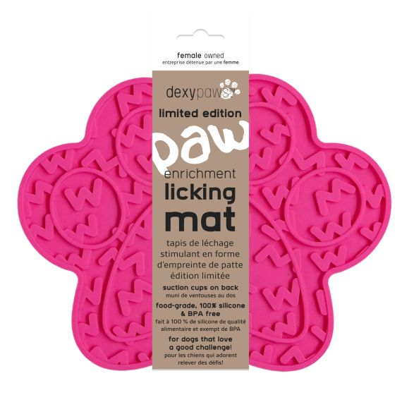 DEXYPAWS PAW PRINT ENRICHMENT LICKING MAT, PINK CAT/DOG 1PC