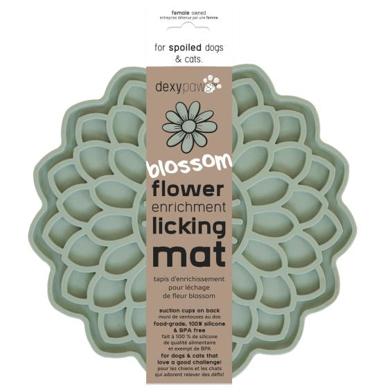 DEXYPAWS BLOSSOM FLOWER ENRICHMENT LICKING MAT, SAGE GREEN CAT/DOG 1PC