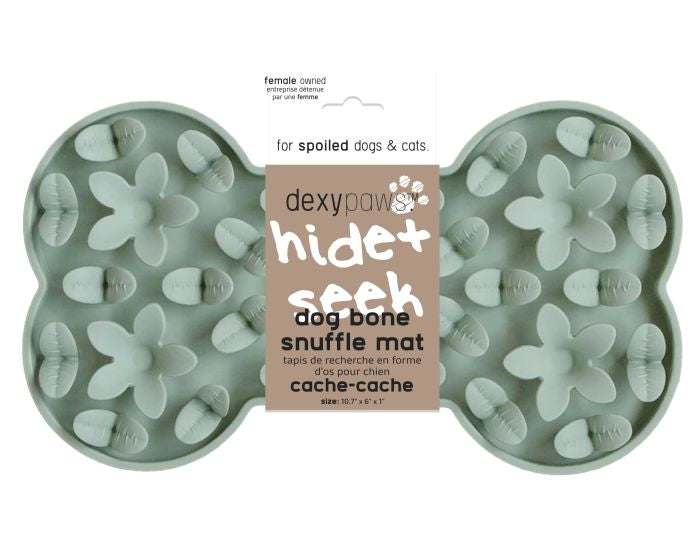 DEXYPAWS SILICONE SNUFFLE MAT "HIDE + SEEK" BONE, SAGE GREEN