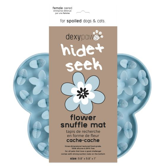 DEXYPAWS FLOWER HIDE AND SEEK SILICONE SNUFFLE MAT, SKY BLUE CAT/DOG 1PC