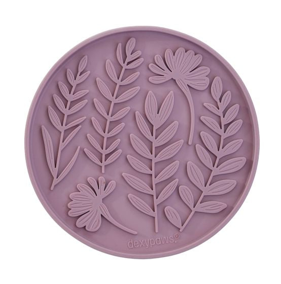 DEXYPAWS ENRICHMENT LICKING MAT, CIRCLE SHAPE AND LEAVES PATTERN, BLUSH PINK