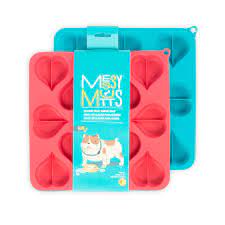 MESSY MUTTS - HEART SHAPE SILICONE BAKE AND FREEZE DOG TREAT MAKER MOLDS - PACK OF 2