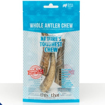 THIS & THAT -WHOLE ANTLER CHEW -EXTRA SMALL (3 PACK)