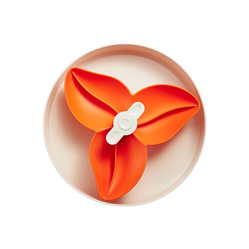 PETDREAMHOUSE SPIN INTERACTIVE SLOW FEEDER PET BOWL - BOUGAINVILLEA ORANGE