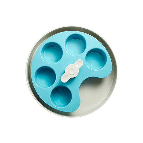 PETDREAMHOUSE SPIN INTERACTIVE SLOW FEEDER PET BOWL - PALETTE BLUE