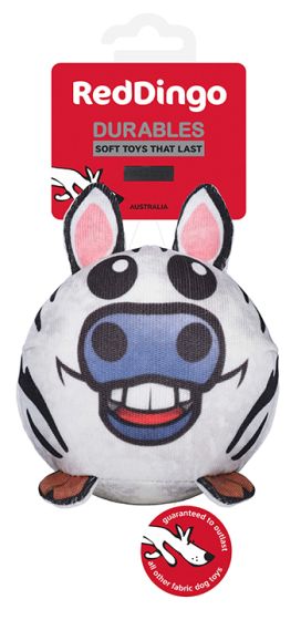 RED DINGO DURABLE PLUSH DOG TOY - ZEBRA