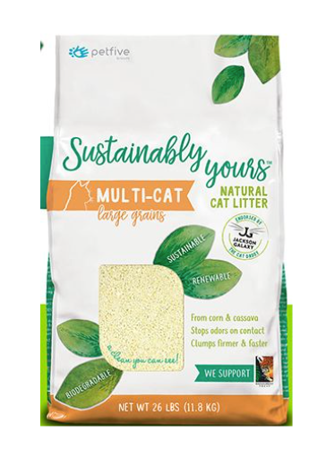 SUSTAINABLY YOURS NATURAL BIODEGRADABLE MULTICAT LARGE GRAINS CAT 26LB