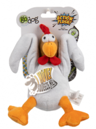 GODOG ACTION PLUSH WHITE CHICKEN WITH CHEW GUARD TECHNOLOGY ANIMATED SQUEAKER DOG TOY