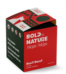 BOLD BY NATURE MEGA BEEF FROZEN DOG FOOD 4LB BOX (8 X 8OZ PATTIES)