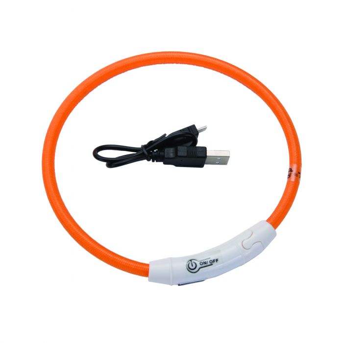 COASTAL LIGHT UP NECK RING ORANGE DOG 1PC 16IN