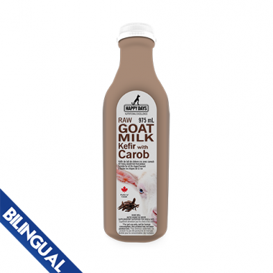 HAPPY DAYS RAW GOAT MILK KEFIR WITH CAROB 975ML FROZEN FOR DOGS & CATS