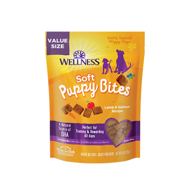 WELLNESS COMPLETE HEALTH JUST FOR PUPPY SOFT PUPPY BITES LAMB & SALMON RECIPE TREATS VALUE BAG 8 OZ