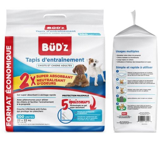 BUD-Z DISPOSABLE PUPPY PAD DOG 1 X 100PC 22IN X 22IN