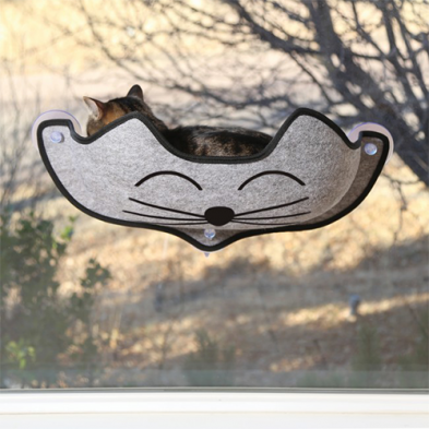 K&H PET PRODUCTS EZ MOUNT KITTYFACE WINDOW BED GRAY