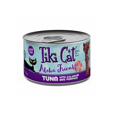 TIKI CAT ALOHA FRIENDS TUNA WITH CALAMARI & PUMPKIN WET CAT FOOD 5.5OZ
