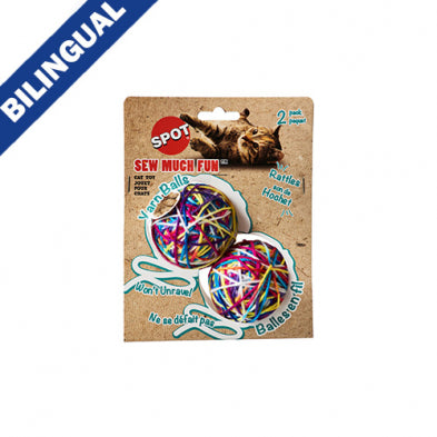 SPOT SEW MUCH FUN YARN BALL CAT TOY 2.5" (2 PACK)