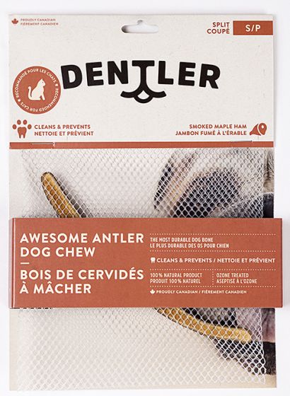 DENTLER ANTLER DOG CHEW SPLIT SMOKED HAM - SMALL DOG