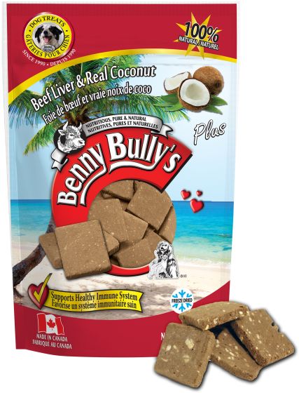 BENNY BULLY’S LIVER PLUS COCONUT - 58G - FREEZE DRIED BEEF LIVER AND COCONUT DOG TREATS