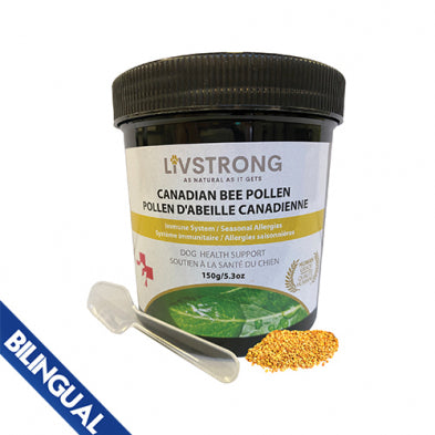 LIVSTRONG CANADIAN BEE POLLEN IMMUNE SYSTEM/SEASONAL ALLERGIES DOG HEALTHY SUPPORT 150 GM