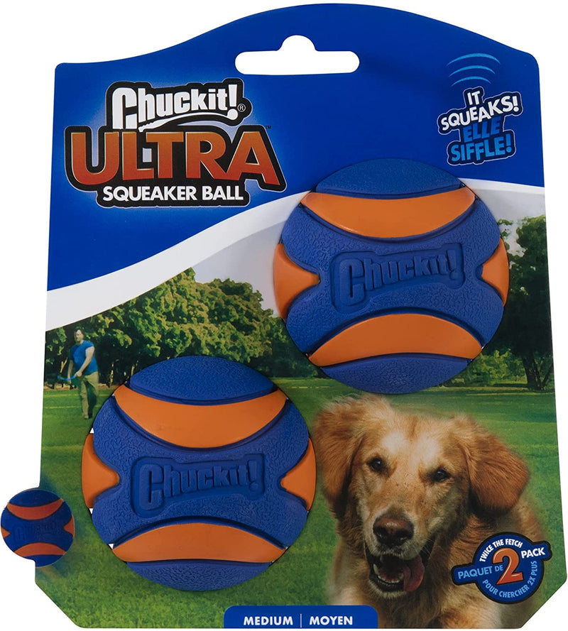 CHUCKIT! ULTRA SQUEAKER BALLS MEDIUM (2 PACK) DOG TOY