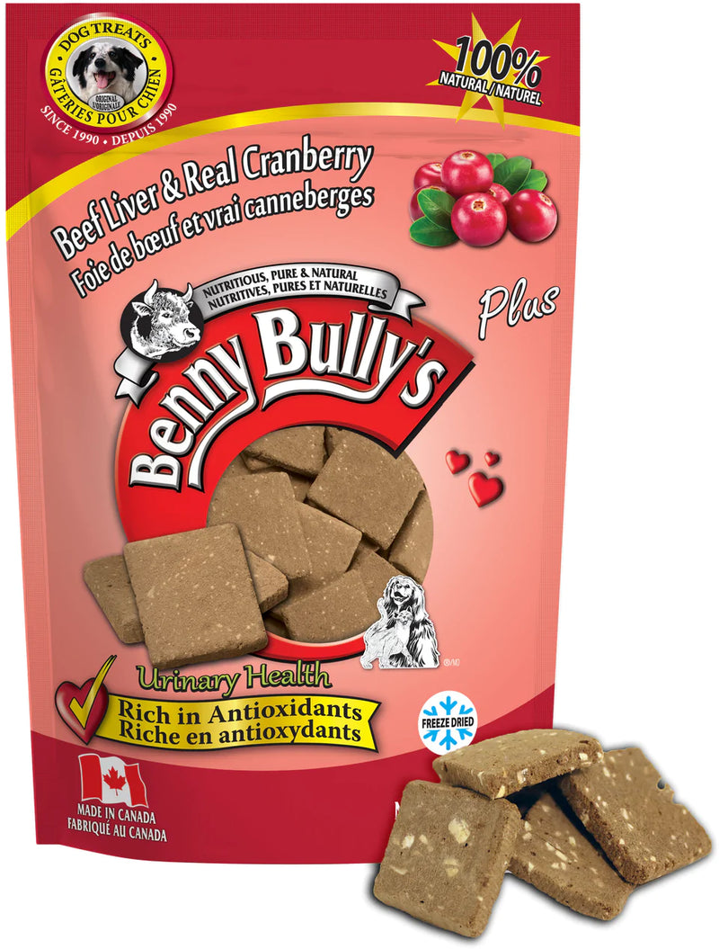 BENNY BULLY’S LIVER PLUS CRANBERRY- 58G - FREEZE DRIED BEEF LIVER AND CRANBERRY DOG TREATS